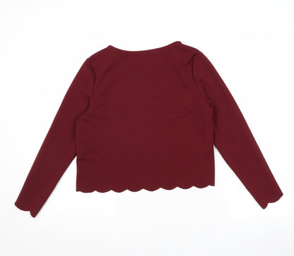 New Look Womens Red Polyester Basic T-Shirt Size 10 Round Neck
