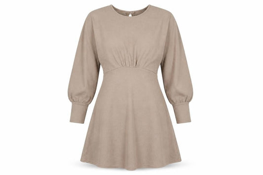 Nasty Gal Womens Brown Polyester Skater Dress Size 12 Round Neck Button - Open Back
