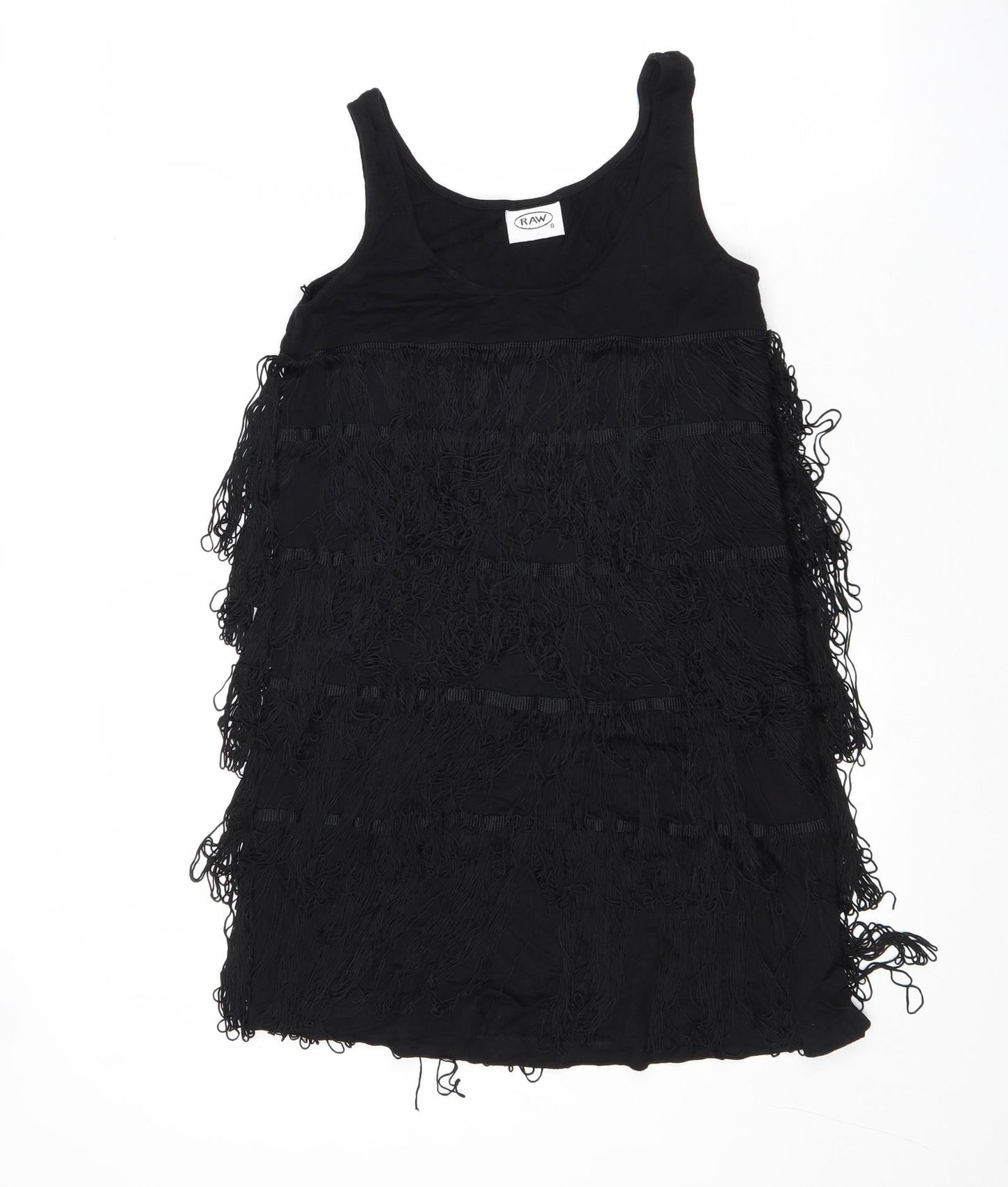 Raw Womens Black Cotton Mini Size 8 Scoop Neck Zip