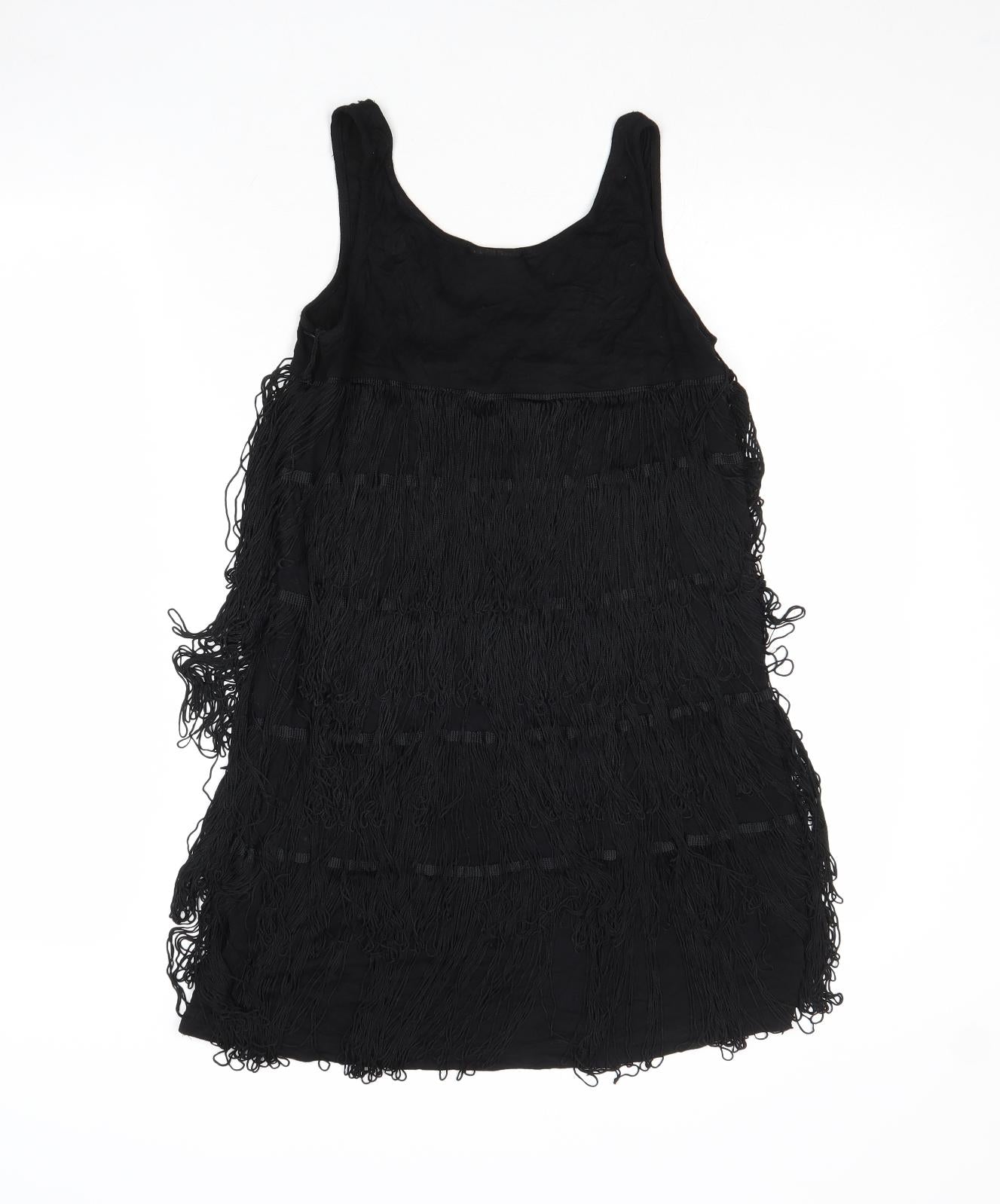Raw Womens Black Cotton Mini Size 8 Scoop Neck Zip