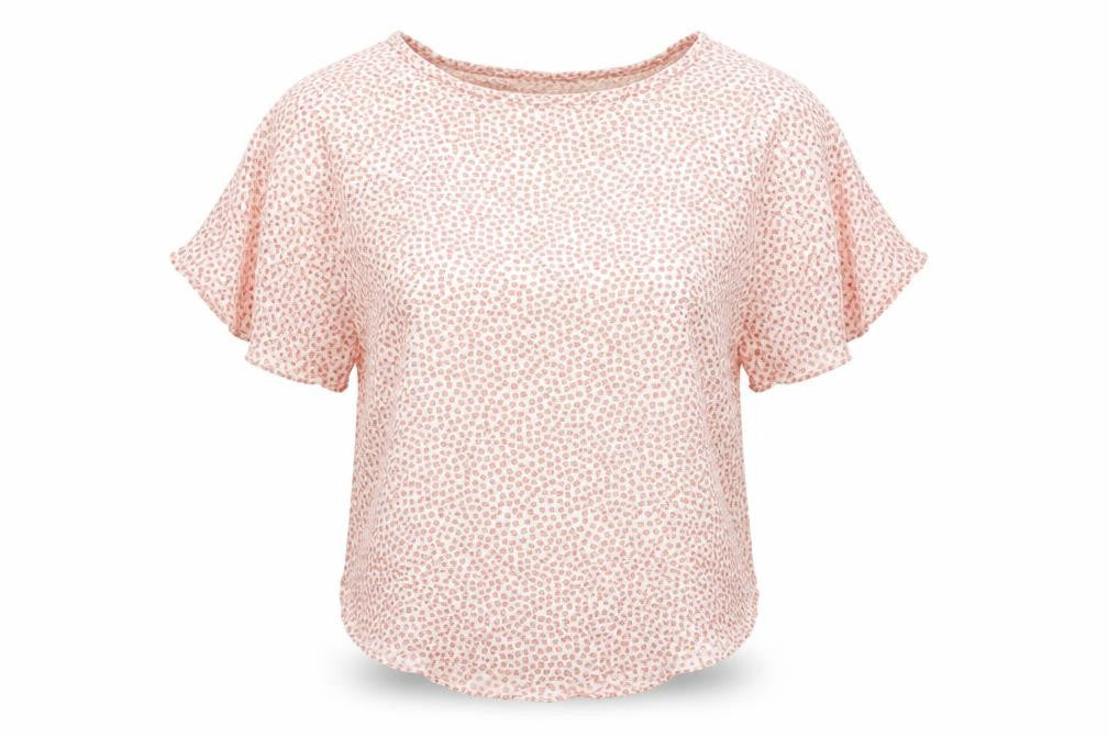 H&M Womens Orange Geometric Viscose Basic Blouse Size 10 Round Neck