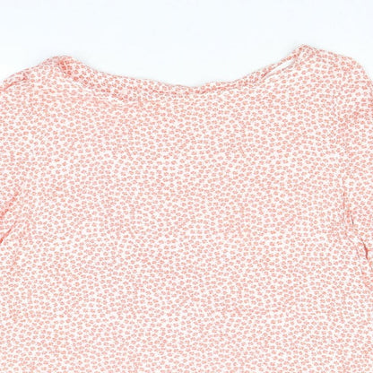 H&M Womens Orange Geometric Viscose Basic Blouse Size 10 Round Neck