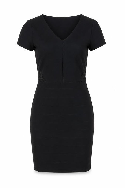 Boohoo Womens Black Polyester Shift Size 10 V-Neck Pullover - Lace Details