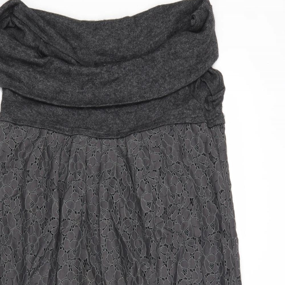 Tara Jarmon Womens Grey Polyester A-Line Size 10 Cowl Neck Pullover