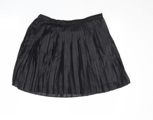 Vera Moda Womens Black Polyester Pleated Skirt Size 10 Zip