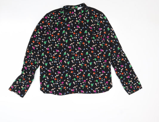 Warehouse Womens Multicoloured Geometric Polyester Basic Blouse Size 12 Mock Neck - Open Back