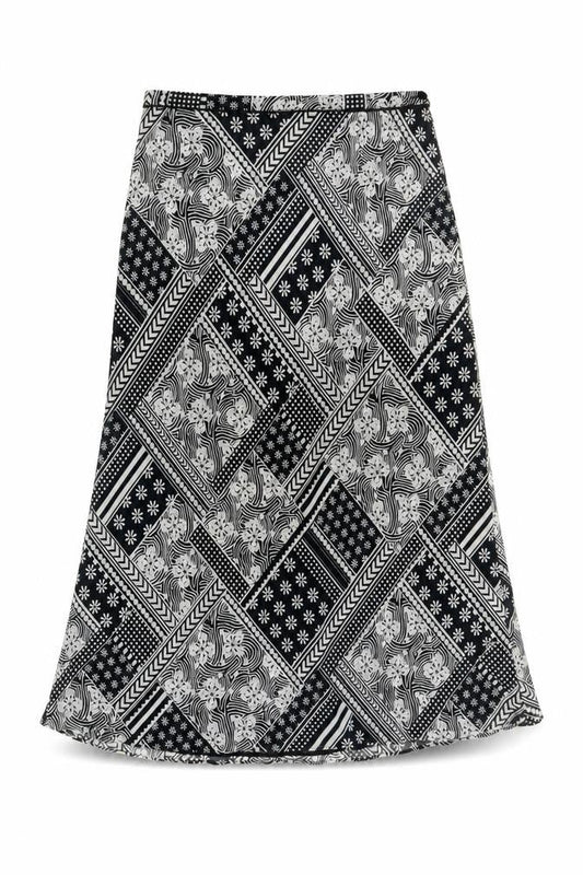 Planet Womens Black Geometric Polyacrylate Fibre Swing Skirt Size 12 Zip