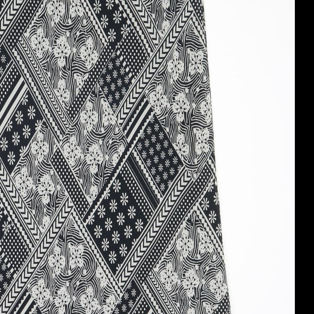 Planet Womens Black Geometric Polyacrylate Fibre Swing Skirt Size 12 Zip