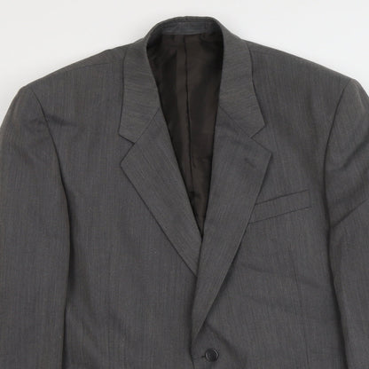 Pin stripe Mens Grey Polyester Jacket Suit Jacket Size L Regular