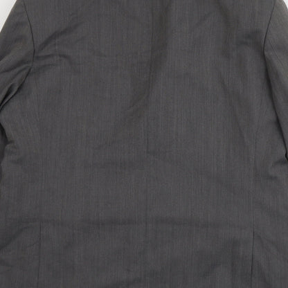 Pin stripe Mens Grey Polyester Jacket Suit Jacket Size L Regular
