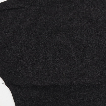 Oasis Womens Black Viscose Cropped Blouse Size M V-Neck