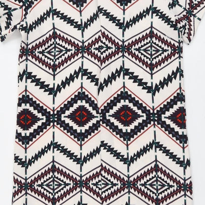 Hearts & Bows Womens Multicoloured Geometric Polyester Basic T-Shirt Size 10 Round Neck