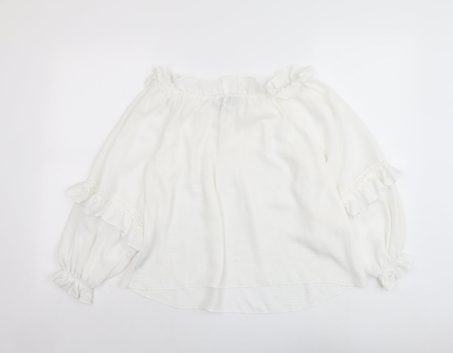 New Look Womens White Polyester Basic Blouse Size 6 Boat Neck