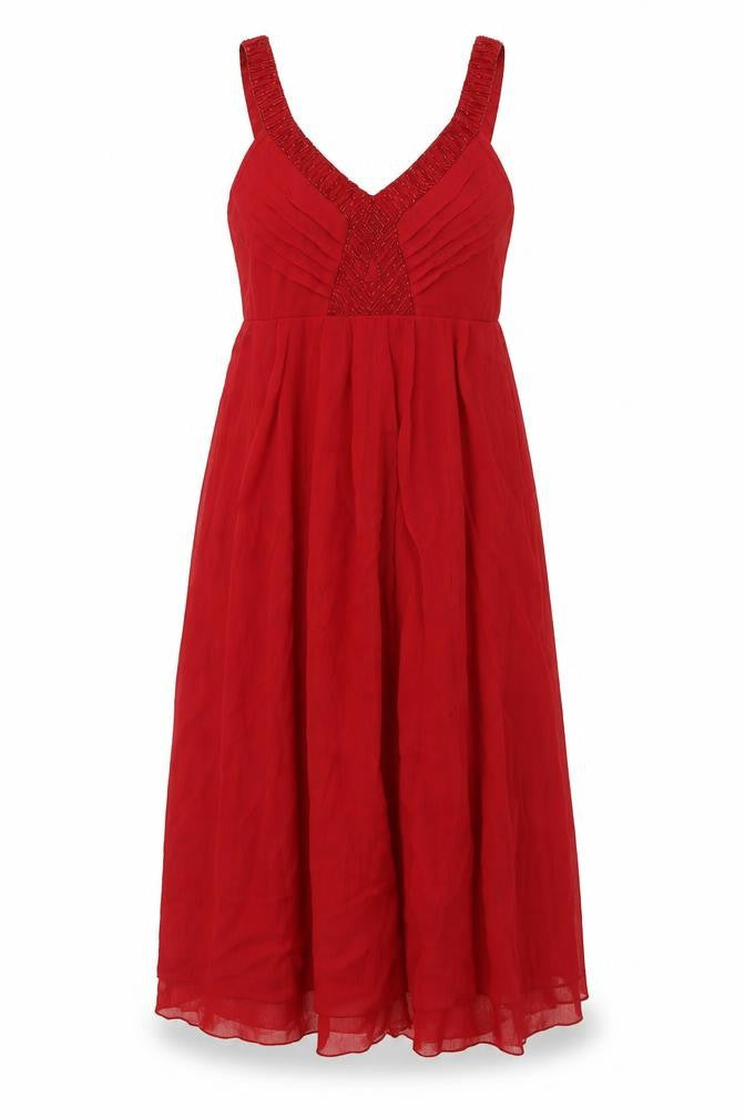 South Womens Red Polyester A-Line Size 8 V-Neck Pullover