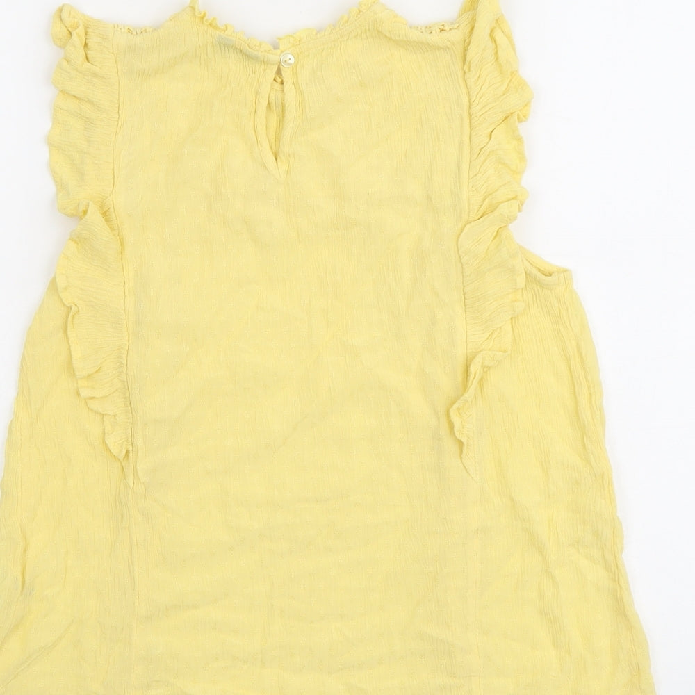 M&Co Womens Yellow Viscose Basic Tank Size 12 Round Neck