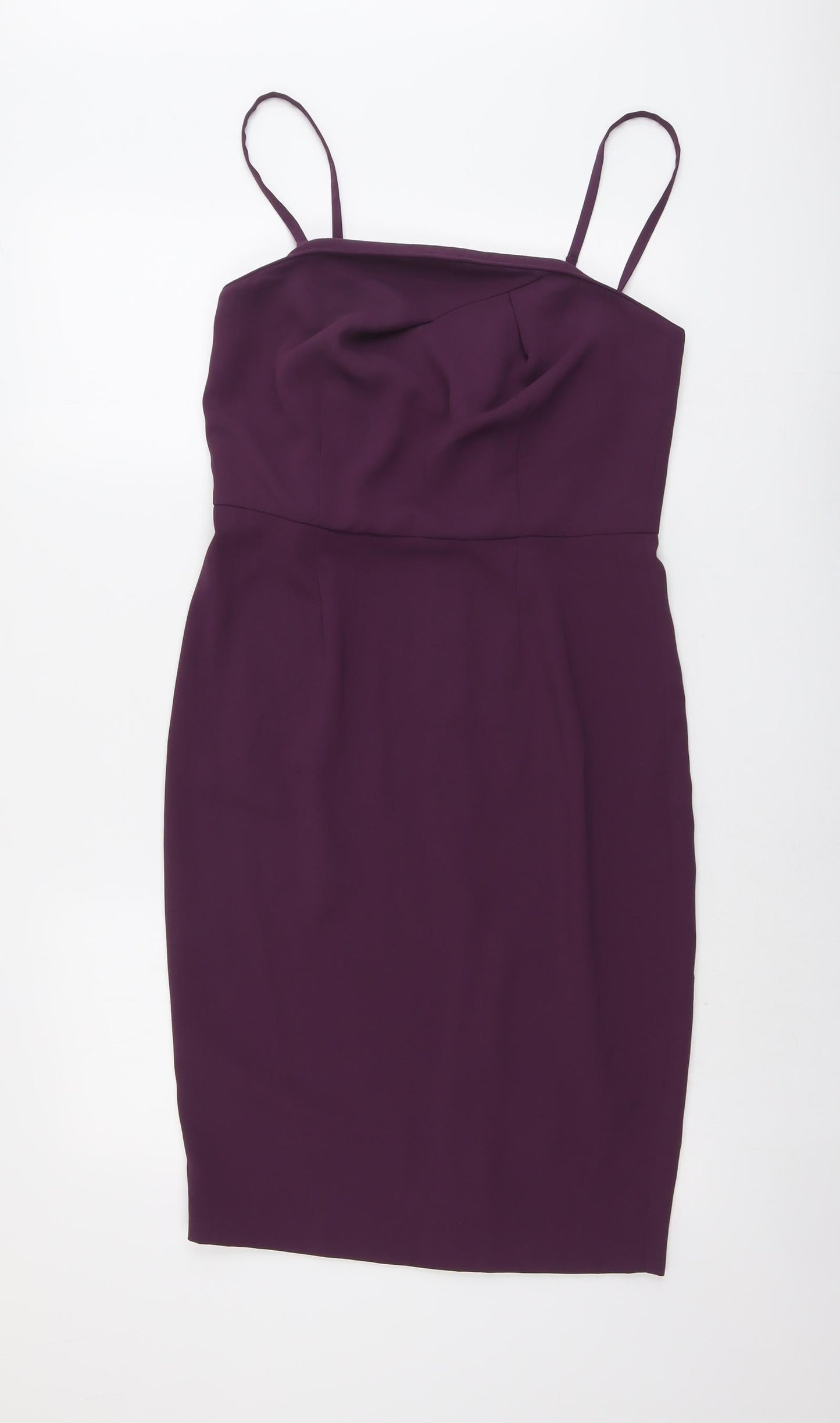 Rochelle Humes Womens Purple Polyester Shift Size 12 Square Neck Zip