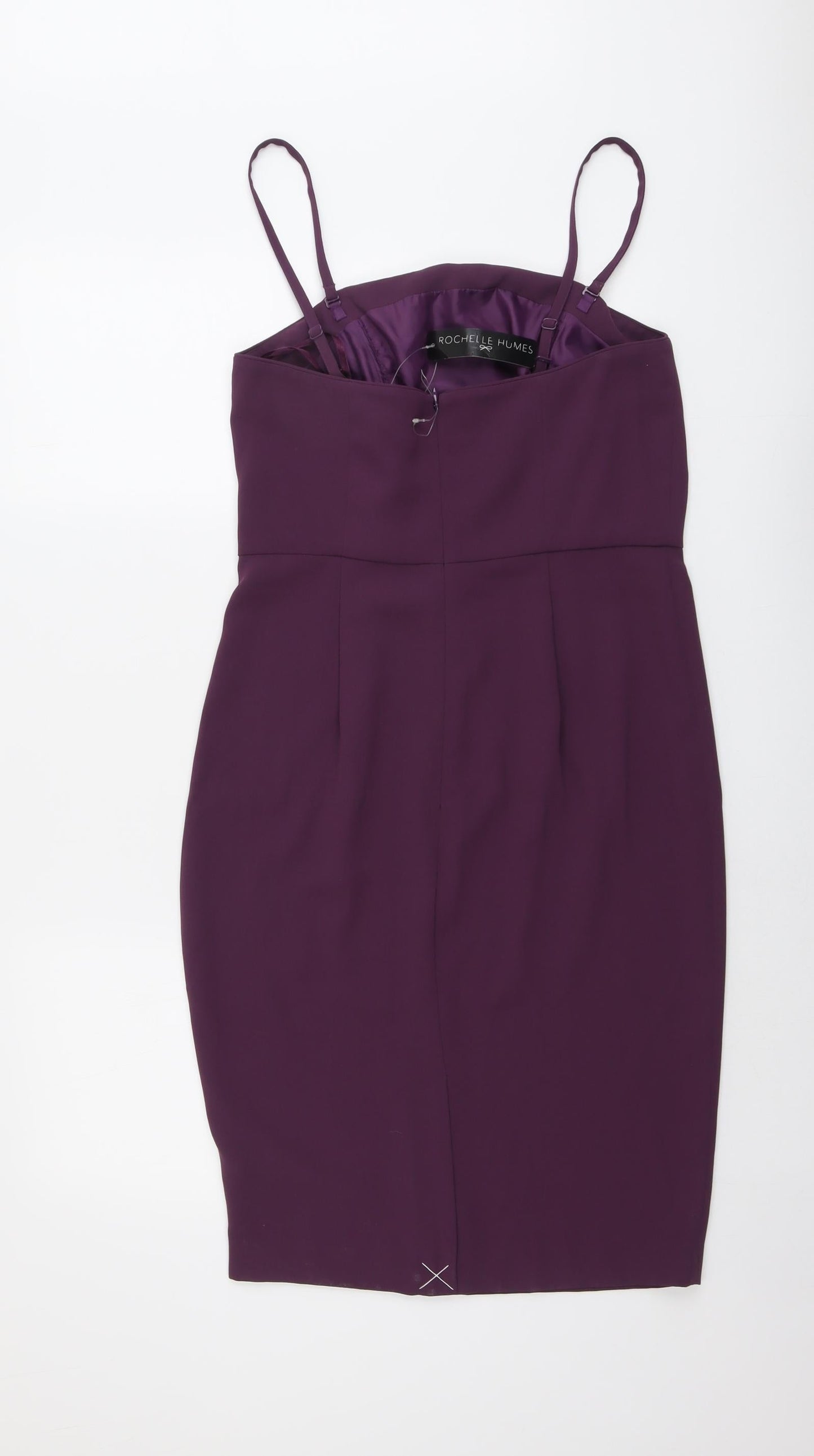 Rochelle Humes Womens Purple Polyester Shift Size 12 Square Neck Zip
