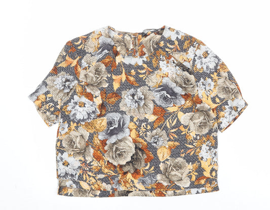 Zara Womens Multicoloured Floral Polyester Basic Blouse Size XS Round Neck