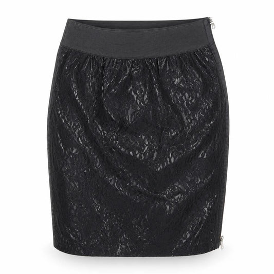 Machima Womens Black Geometric Polyurethane A-Line Skirt Size 27 in Zip