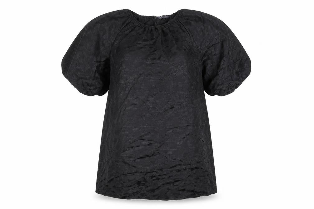 Marks & Spencer Womens Black Geometric Polyester Shift Size 14 Round Neck Button