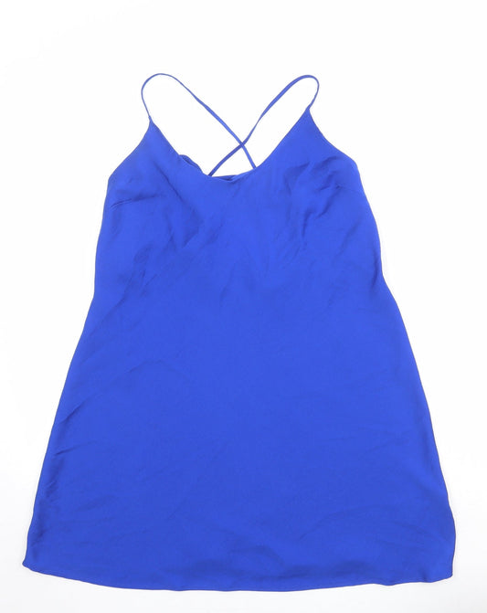 Marks and Spencer Womens Blue Polyester Basic Tank Size 12 Round Neck