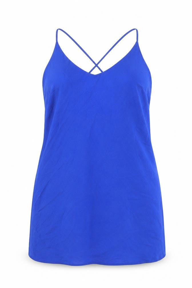Marks and Spencer Womens Blue Polyester Basic Tank Size 12 Round Neck