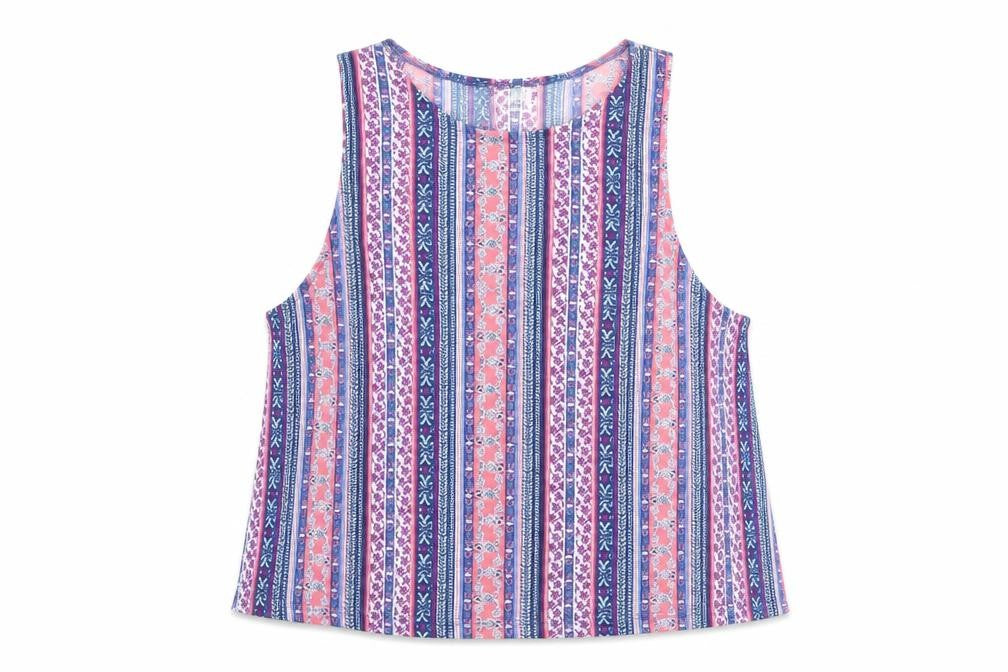 Divided by H&M Womens Multicoloured Geometric Polyester Basic Tank Size M Round Neck