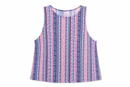 Divided by H&M Womens Multicoloured Geometric Polyester Basic Tank Size M Round Neck
