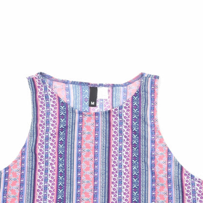 Divided by H&M Womens Multicoloured Geometric Polyester Basic Tank Size M Round Neck