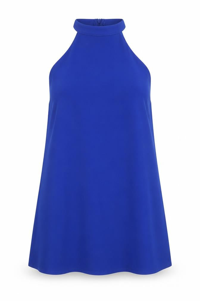 Missguided Womens Blue Polyester Trapeze & Swing Size 12 Halter Zip