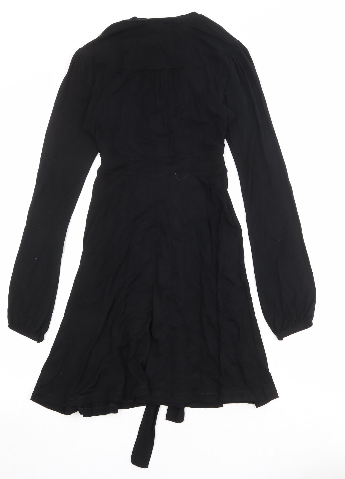 Warehouse Womens Black Viscose A-Line Size 10 Round Neck Tie - Tie Front