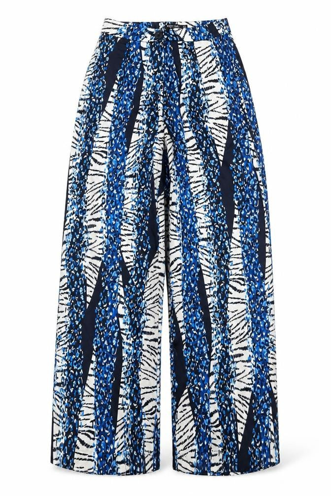 Nasty Gal Womens Blue Geometric Polyester Trousers Size 4 Regular Zip