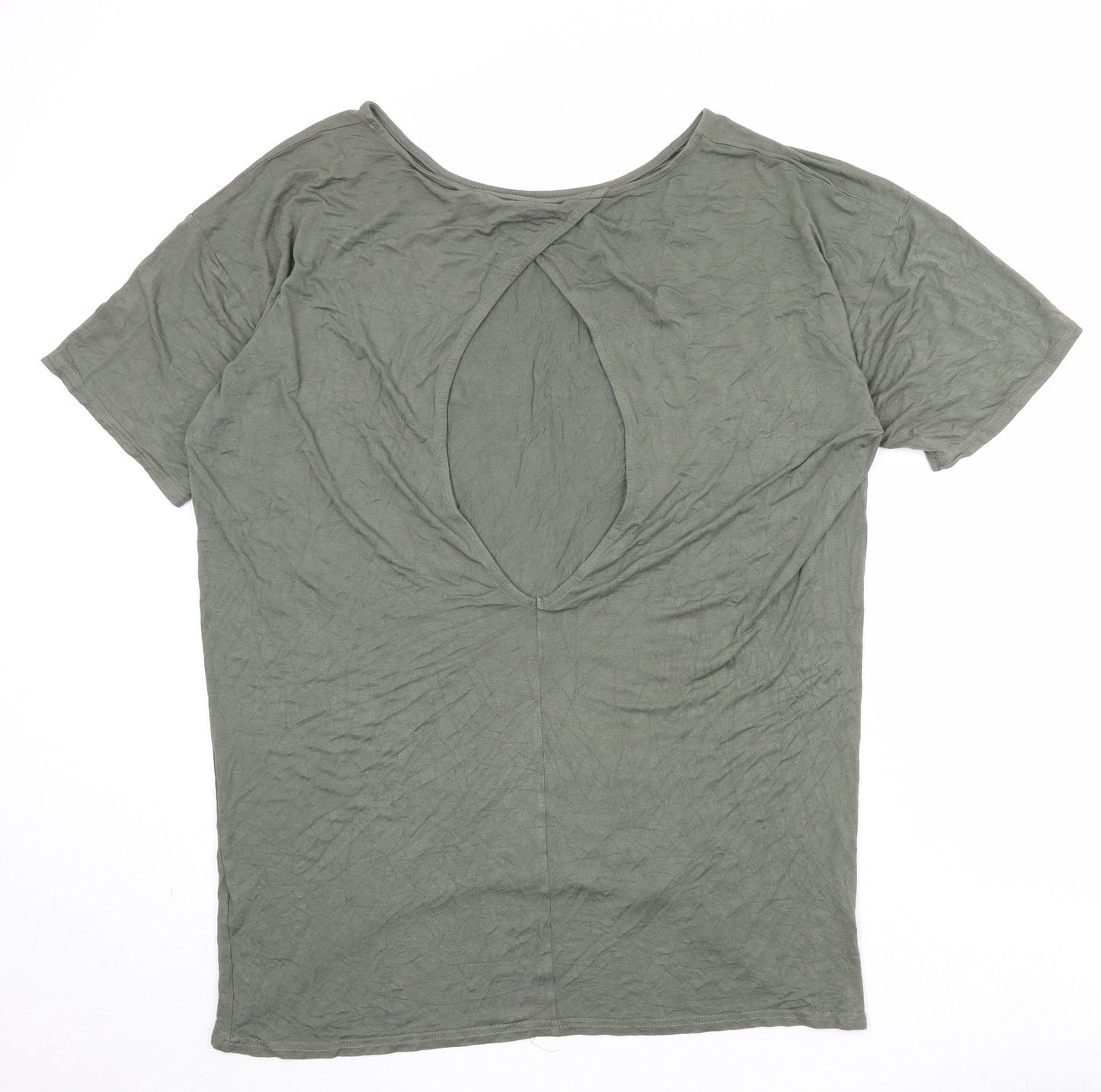 Innocent Womens Green Viscose Basic T-Shirt Size 12 Round Neck - Cut Out Back Detail