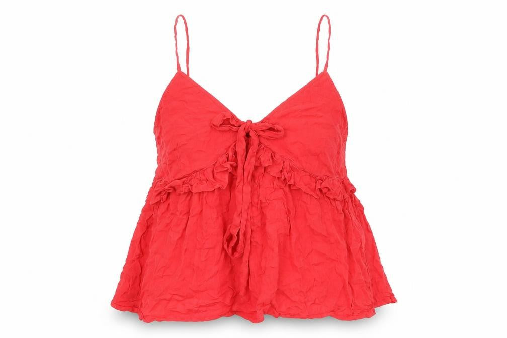 New Look Womens Red Viscose Basic Tank Size 12 V-Neck
