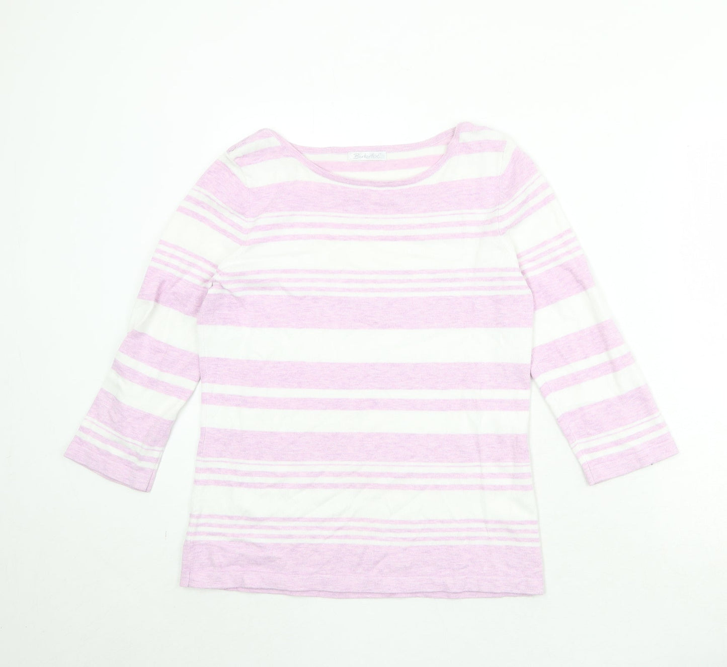 Berkertex Womens Purple Round Neck Striped Viscose Pullover Jumper Size 14