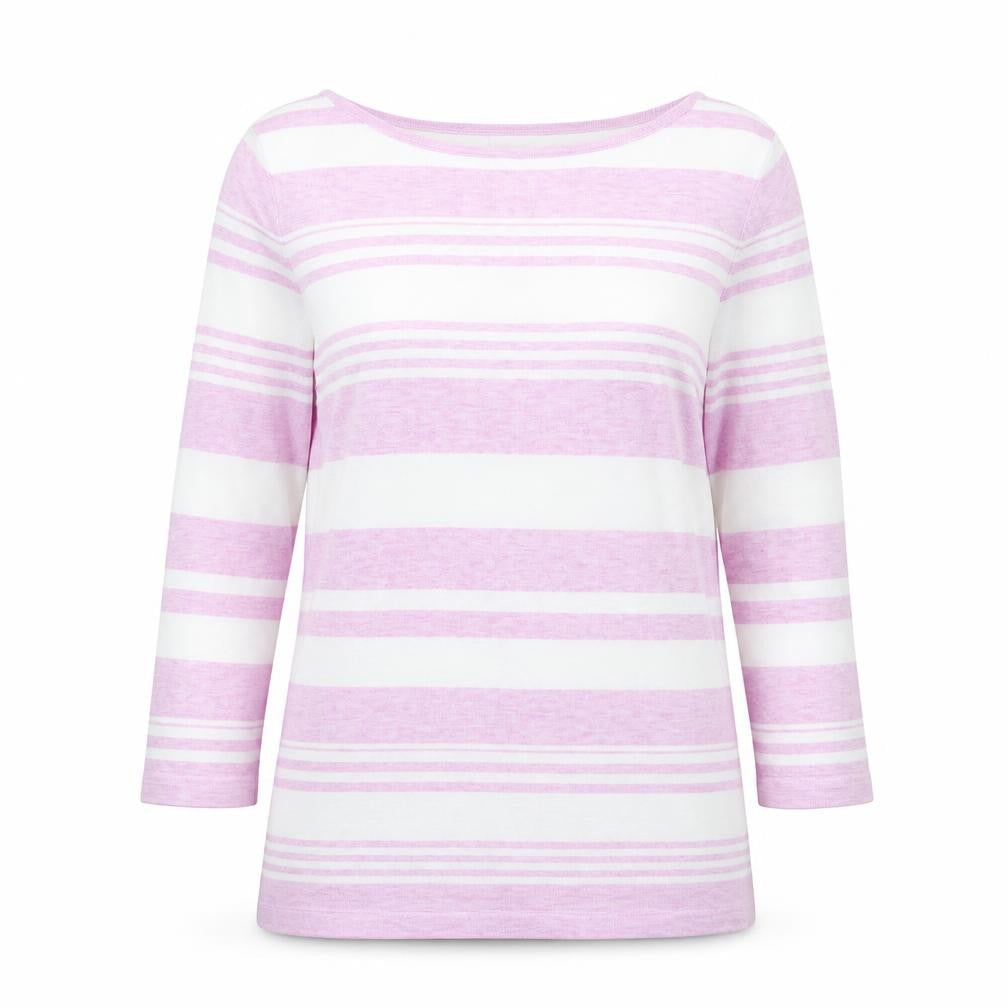 Berkertex Womens Purple Round Neck Striped Viscose Pullover Jumper Size 14