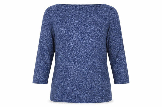 Marks and Spencer Womens Blue Geometric 100% Cotton Basic Blouse Size 12 Round Neck