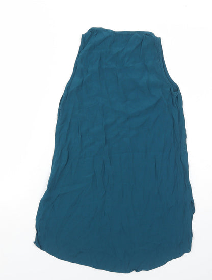 Back view of Red Herring women’s blue viscose basic tank, size UK 8, round neck