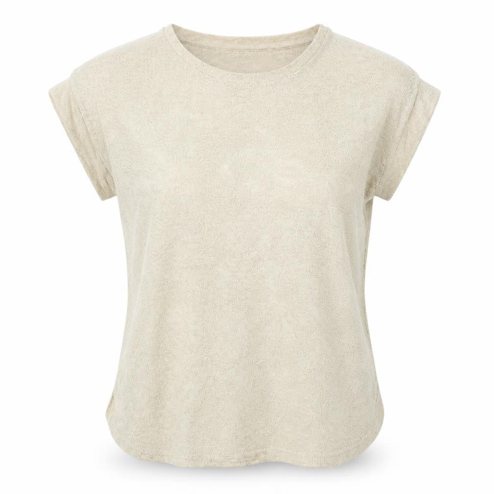 Mango Womens Gold Geometric Polyester Basic Blouse Size S Round Neck