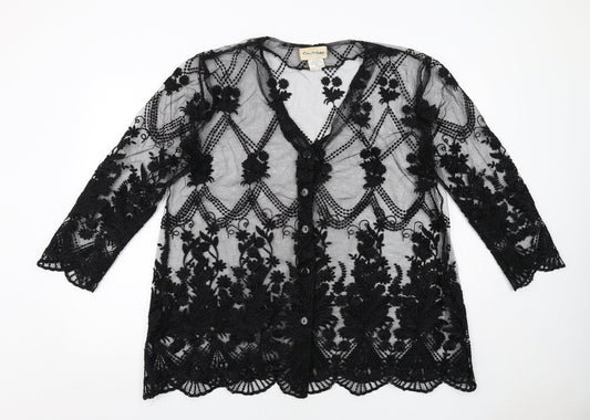 Miss Selfridge Womens Black Geometric Jacket Size M Button