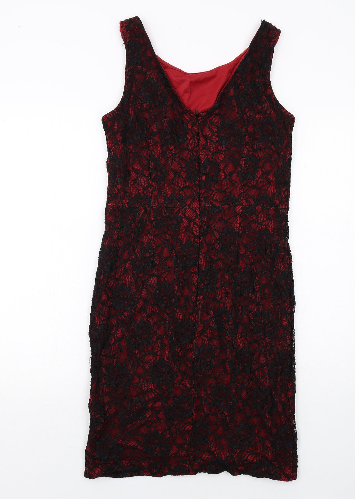 Donna Ricco Womens Black Nylon Tank Dress Size 10 Boat Neck Zip
