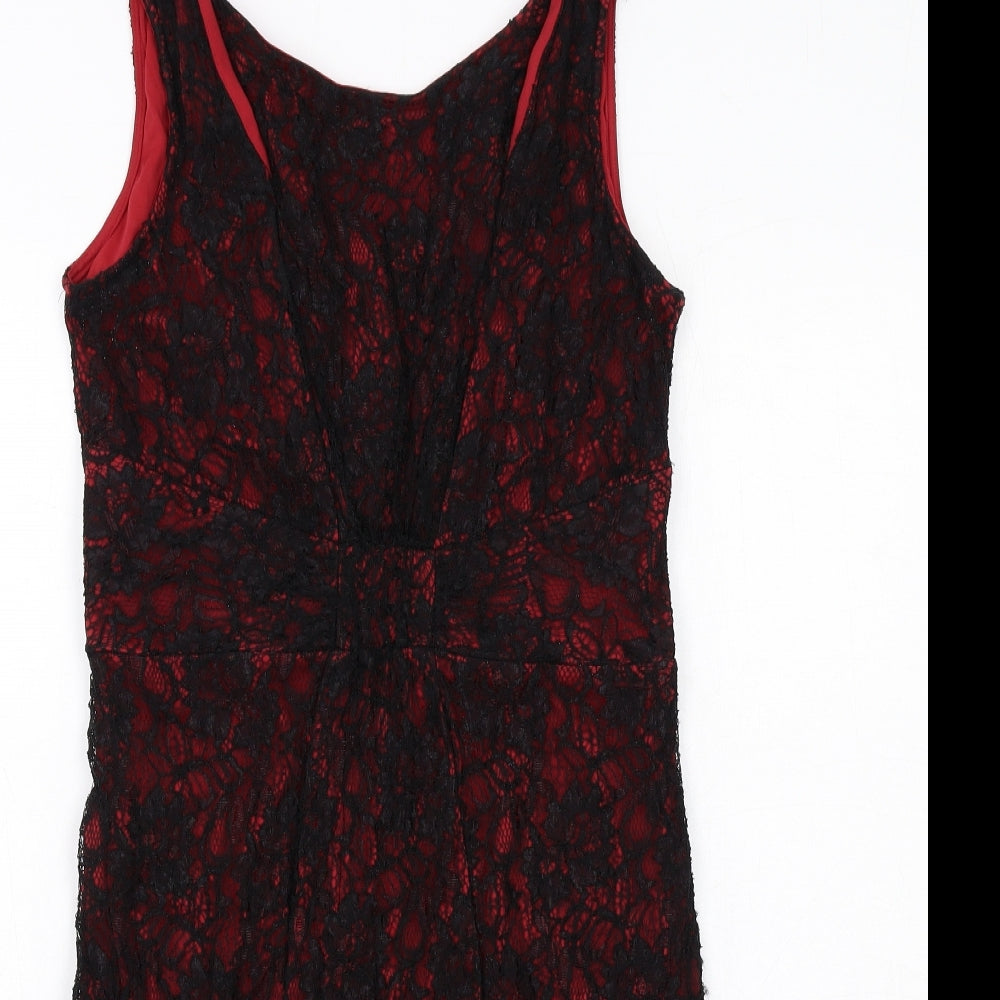 Donna Ricco Womens Black Nylon Tank Dress Size 10 Boat Neck Zip