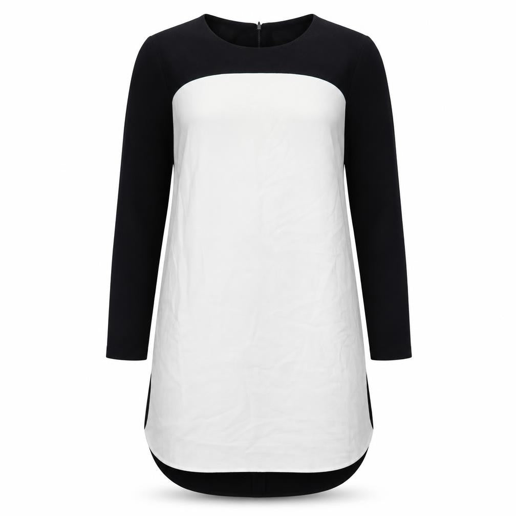 Topshop Womens Black Colourblock Polyester Shift Size 14 Boat Neck Zip
