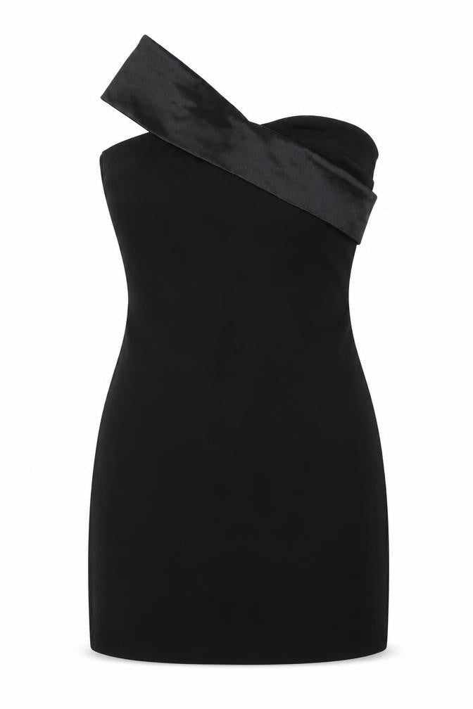 In the Style Womens Black Polyester Bodycon Size 8 One Shoulder Zip
