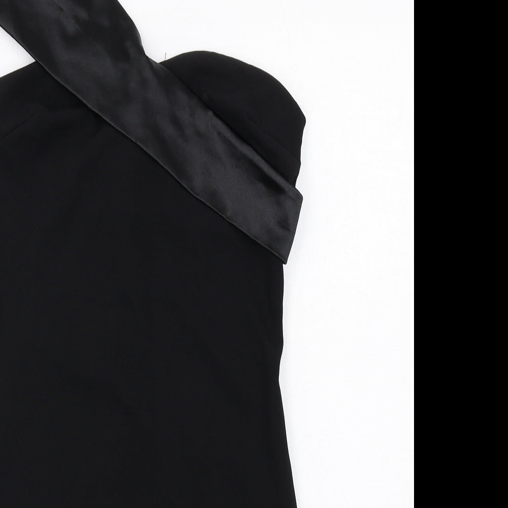In the Style Womens Black Polyester Bodycon Size 8 One Shoulder Zip