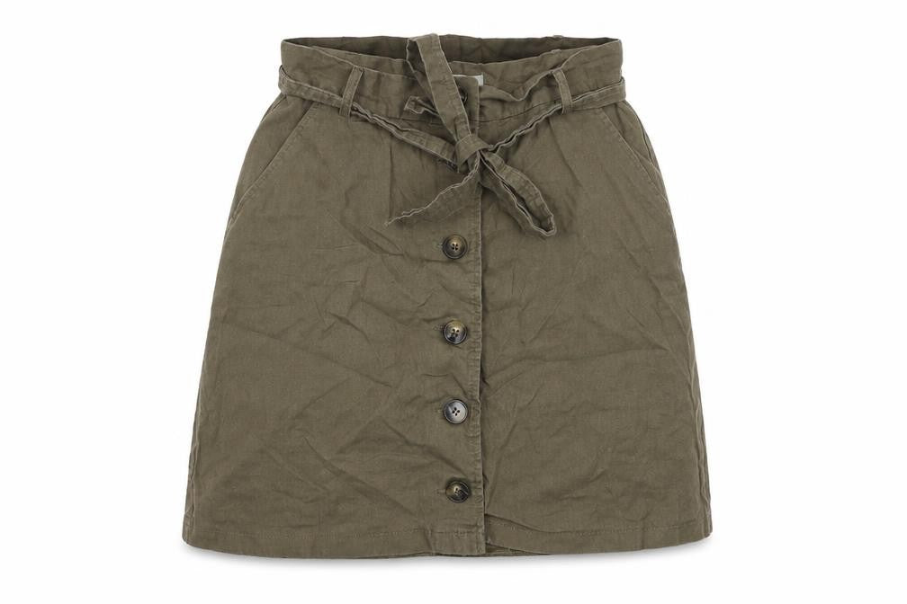 ASOS Womens Green Cotton A-Line Skirt Size 10 Regular Button