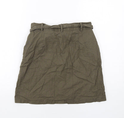 Back view of ASOS women’s green cotton a-line skirt, size UK 10, regular button