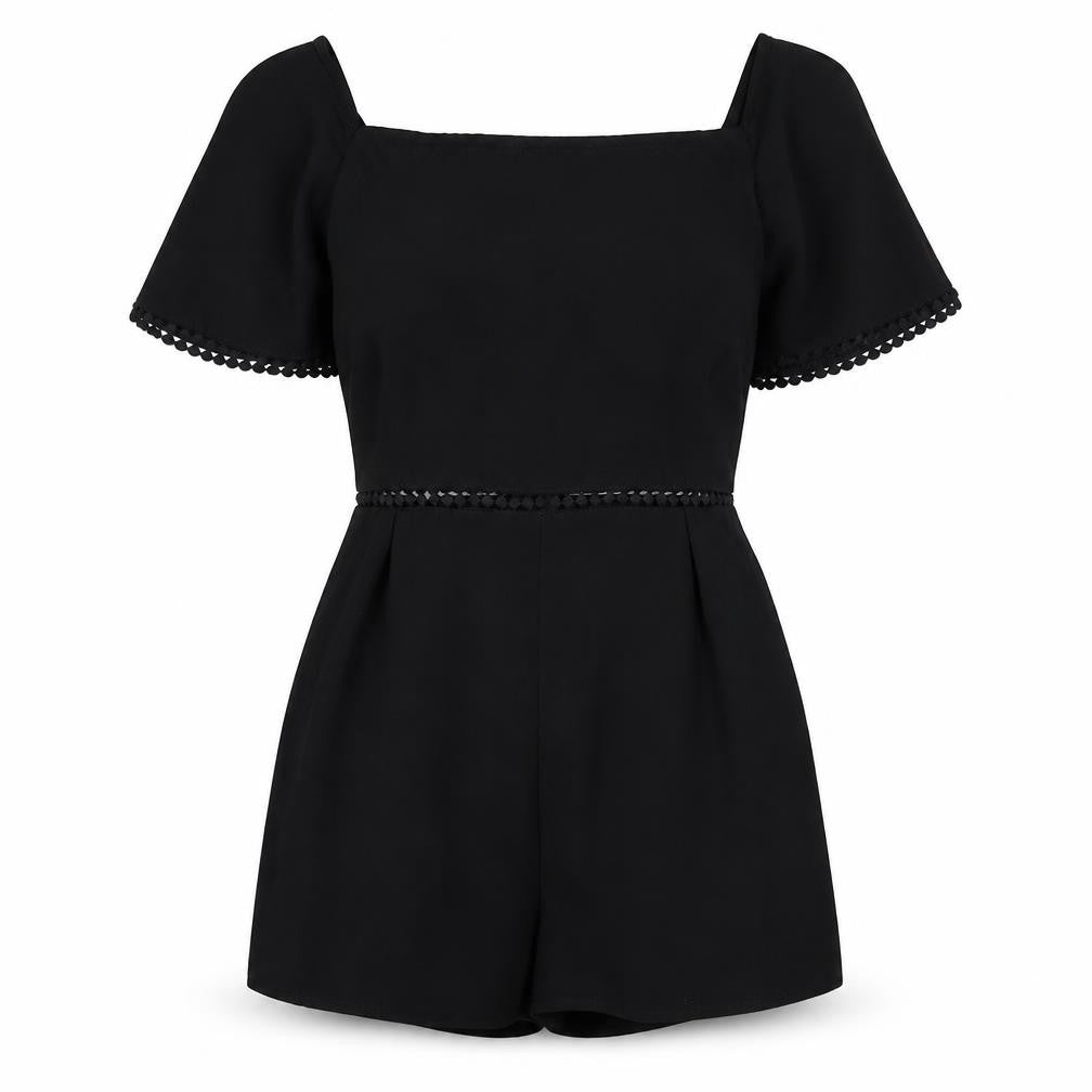 In the Style Womens Black Polyester Playsuit One-Piece Size 6 Zip