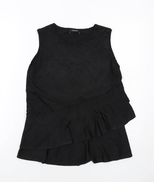 Marks and Spencer Womens Black Viscose Basic Tank Size 10 Round Neck