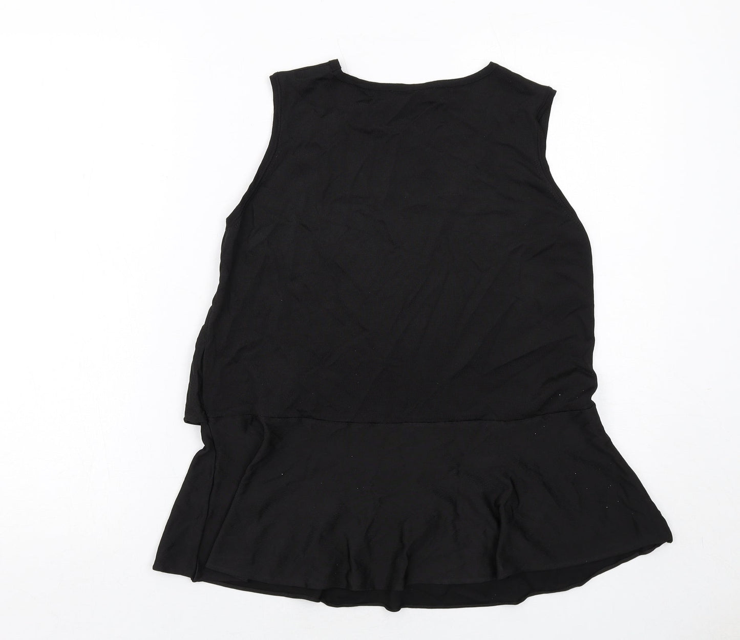 Marks and Spencer Womens Black Viscose Basic Tank Size 10 Round Neck
